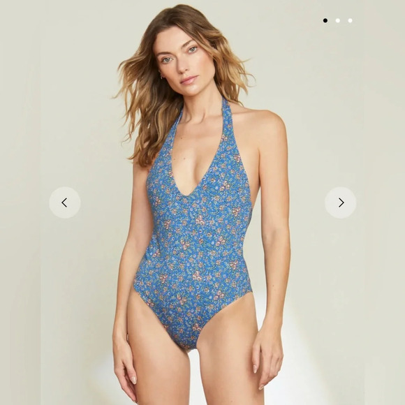 NWT Veronica Beard Salis One Piece Swimsuit in Nottingham Blue Multi Size XS - Picture 2 of 9